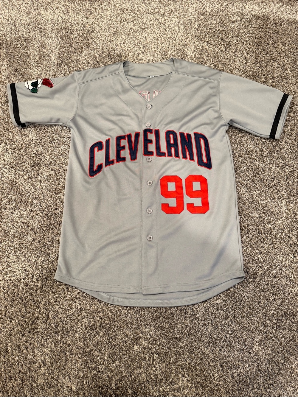 Cleveland Grey Baseball Jersey with Red Accents